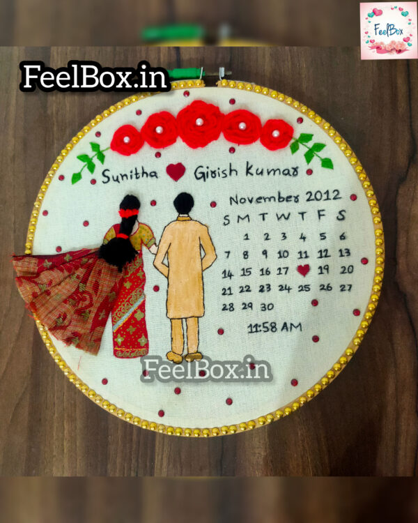 Customised wedding embroidery hoop by feelbox