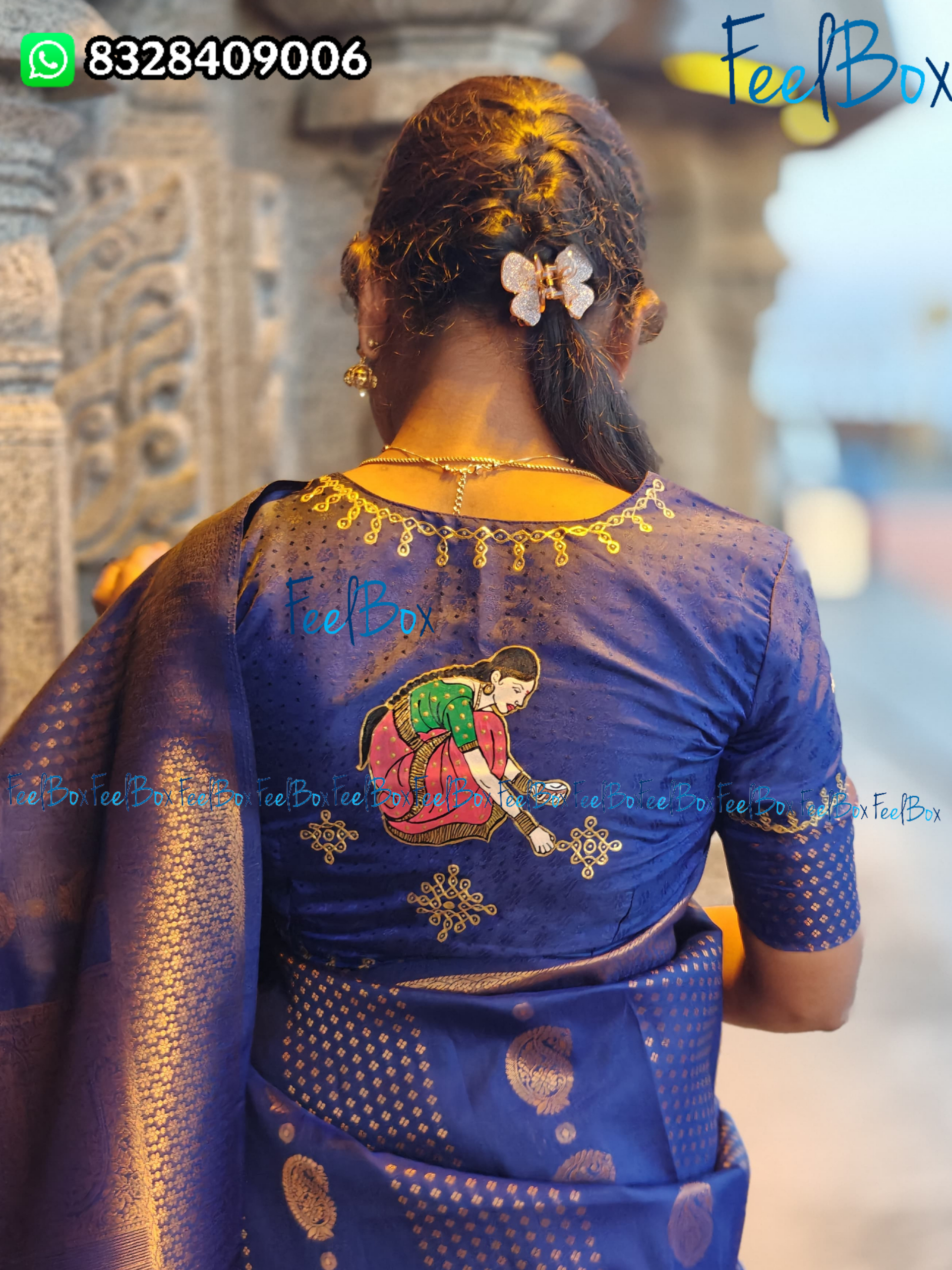 Muggu Design Blouse Painting Kolam Design Blouse Painting